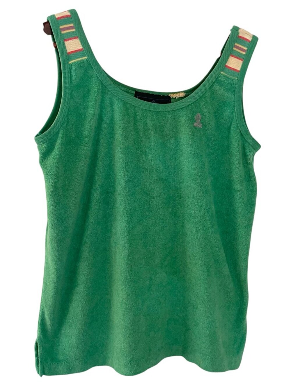 Vintage 70s 80s Goolagong Tank Top Medium M Kelly Green Terry Cloth Beach